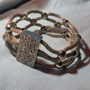 Elegant Silver-Tone Woven Mesh Bracelet
